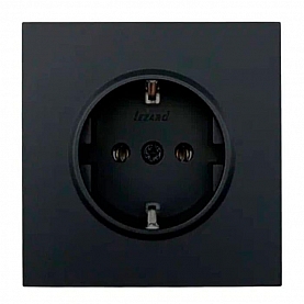 Розетка Lezard Zima 704-4288-122BQC 1 место безвинтовой с заземлением ПБТ черный бархат