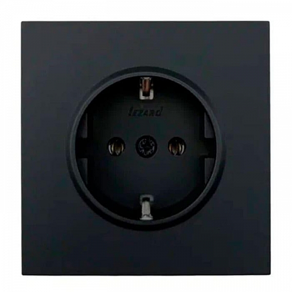 Розетка Lezard Zima 704-4288-122BQC 1 место безвинтовой с заземлением ПБТ черный бархат