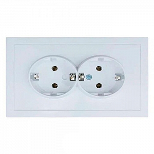 Розетка Lezard Zima 704-0200-128BQC 2 места безвинтовой без заземления ПБТ белая