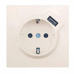 Розетка комбинированная Lezard Zima 704-9088-181 1 место с заземлением с USB слоновая кость