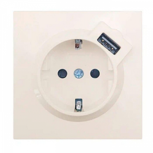 Розетка комбинированная Lezard Zima 704-9088-181 1 место с заземлением с USB слоновая кость