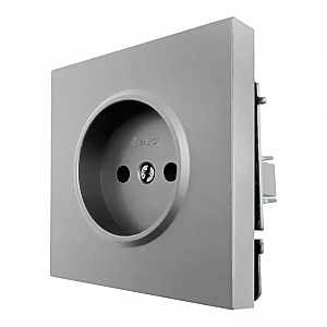 Розетка Lezard Zima 704-7488-121BQC 1 место безвинтовой без заземления ПБТ матовый серый. Изображение - 1