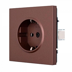 Розетка Lezard Zima 704-7388-124BQC 1 место безвинтовой с заземлением с защитой от детей ПБТ шоколад. Изображение - 1