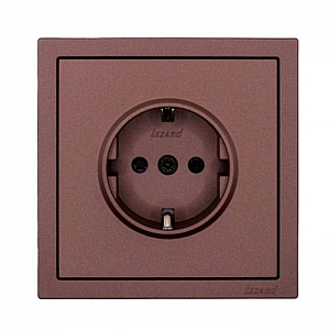 Розетка Lezard Zima 704-7388-124BQC 1 место безвинтовой с заземлением с защитой от детей ПБТ шоколад. Изображение - 2