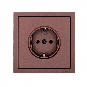 Розетка Lezard Zima 704-7388-122BQC 1 место безвинтовой с заземлением ПБТ шоколад