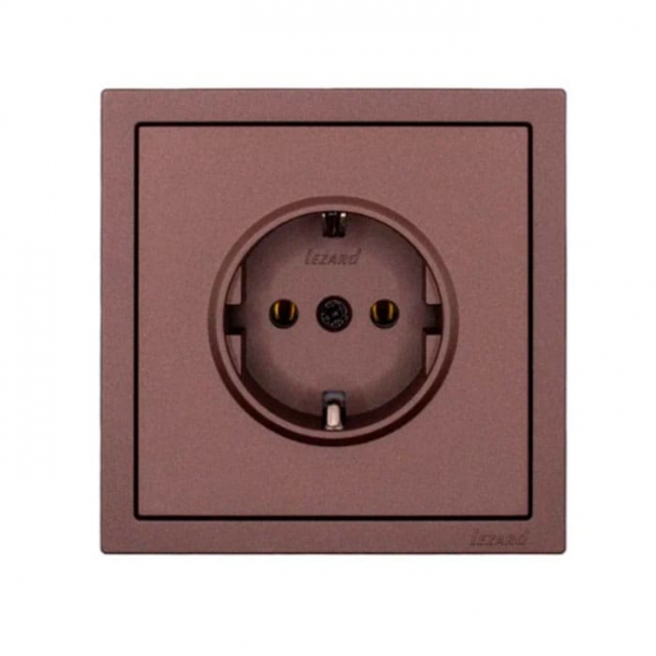 Розетка Lezard Zima 704-7388-122BQC 1 место безвинтовой с заземлением ПБТ шоколад