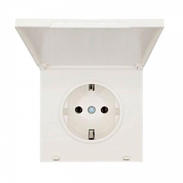 Розетка Lezard Zima 704-9088-123BQC 1 место безвинтовой с заземлением с крышкой ПБТ слоновая кость