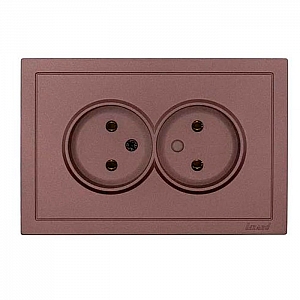 Розетка Lezard Zima 704-7300-128BQC 2 места безвинтовой без заземления ПБТ шоколад