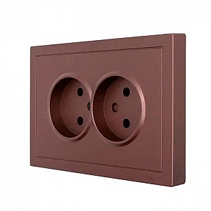 Розетка Lezard Zima 704-7300-128BQC 2 места безвинтовой без заземления ПБТ шоколад. Изображение - 1