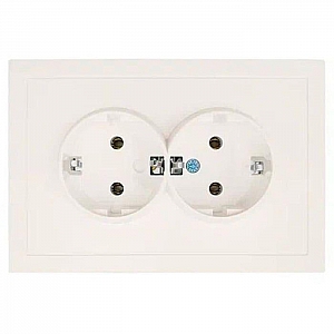 Розетка Lezard Zima 704-9000-127BQC 2 места безвинтовой c заземлением ПБТ слоновая кость