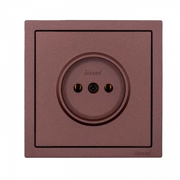 Розетка Lezard Zima 704-7388-121BQC 1 место безвинтовой без заземления ПБТ шоколад
