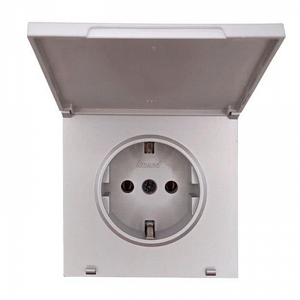 Розетка Lezard Zima 704-7488-123BQC 1 место безвинтовой с заземлением с крышкой ПБТ матовый серый