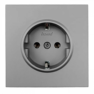 Розетка Lezard Zima 704-7488-122BQC 1 место безвинтовой с заземлением ПБТ матовый серый