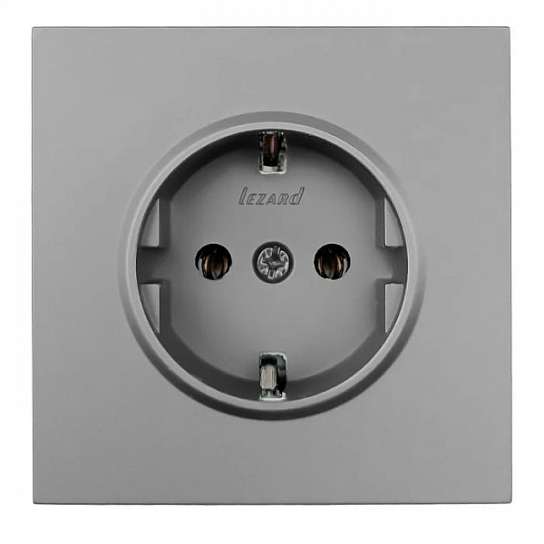 Розетка Lezard Zima 704-7488-122BQC 1 место безвинтовой с заземлением ПБТ матовый серый