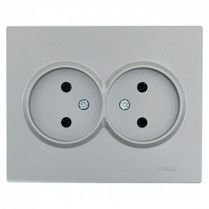 Розетка Lezard Zima 704-7400-128BQC 2 места безвинтовой без заземления матовый серый