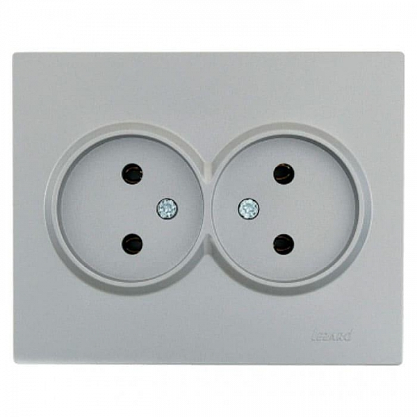 Розетка Lezard Zima 704-7400-128BQC 2 места безвинтовой без заземления матовый серый