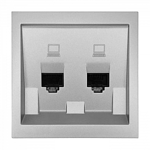 Розетка компьютерная Lezard Zima 704-7488-141 2 места матовый серый