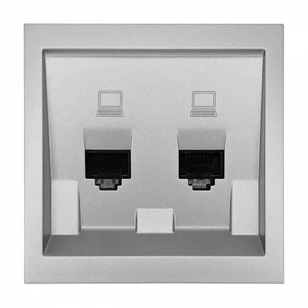 Розетка компьютерная Lezard Zima 704-7488-141 2 места матовый серый