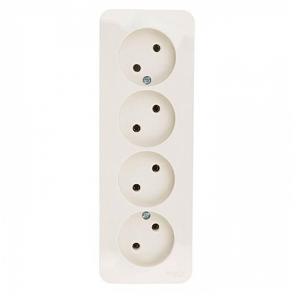 Розетка Systeme Electric Blanca BLNRA000417 4 места без заземления без шторок бежевый