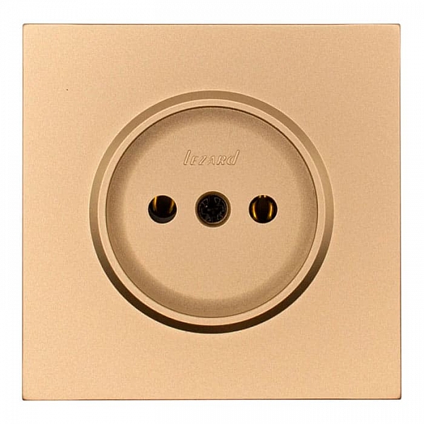 Розетка Lezard Zima 704-3688-121BQC 1 место безвинтовой без заземления ПБТ золото