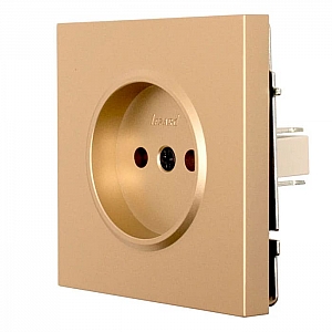Розетка Lezard Zima 704-3688-121BQC 1 место безвинтовой без заземления ПБТ золото. Изображение - 1