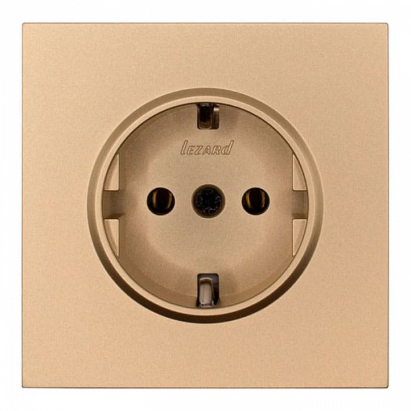 Розетка Lezard Zima 704-3688-122BQC 1 место безвинтовой с заземлением ПБТ золото
