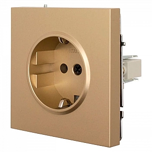 Розетка Lezard Zima 704-3688-122BQC 1 место безвинтовой с заземлением ПБТ золото. Изображение - 1