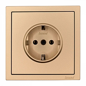 Розетка Lezard Zima 704-3688-122BQC 1 место безвинтовой с заземлением ПБТ золото. Изображение - 2
