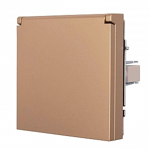 Розетка Lezard Zima 704-3688-123BQC 1 место безвинтовой с заземлением с крышкой ПБТ золото. Изображение - 1