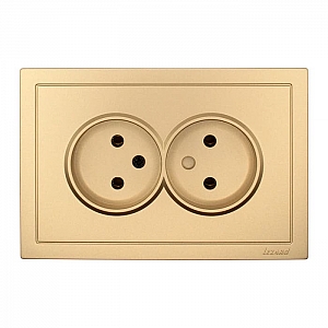 Розетка Lezard Zima 704-3600-128BQC 2 места безвинтовой без заземления ПБТ золото