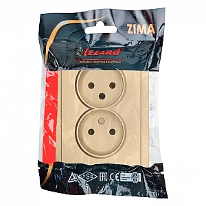 Розетка Lezard Zima 704-3600-128BQC 2 места безвинтовой без заземления ПБТ золото. Изображение - 3
