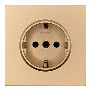 Розетка Lezard Zima 704-3688-124BQC 1 место безвинтовой с защитой от детей ПБТ золото