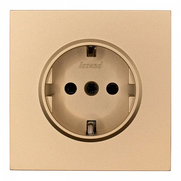 Розетка Lezard Zima 704-3688-124BQC 1 место безвинтовой с защитой от детей ПБТ золото