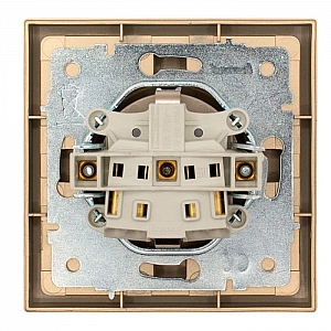 Розетка Lezard Zima 704-3688-124BQC 1 место безвинтовой с защитой от детей ПБТ золото. Изображение - 4