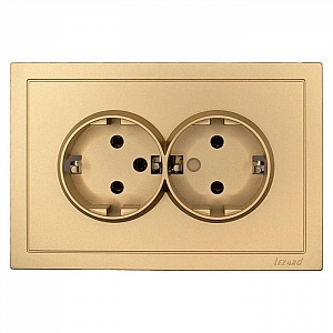Розетка Lezard Zima 704-3600-127BQC 2 места безвинтовой с заземлением ПБТ золото