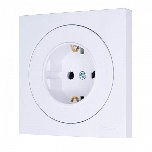 Розетка Lezard Osen 743-0288-122B 1 место с заземлением ПБТ белая