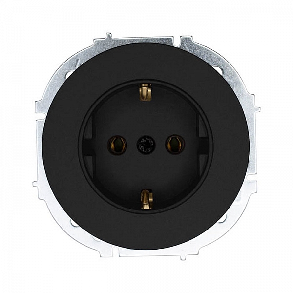 Розетка Lezard Osen 743-4288-122B 1 место с заземлением ПБТ черный бархат