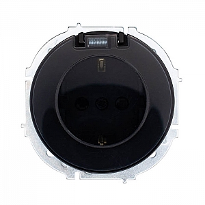 Розетка Lezard Osen 743-4288-123BIPCH 1 место с заземлением с крышкой ПБТ черный бархат