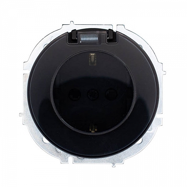 Розетка Lezard Osen 743-4288-123BIPCH 1 место с заземлением с крышкой ПБТ черный бархат