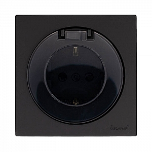 Розетка Lezard Osen 743-4288-123BIPCH 1 место с заземлением с крышкой ПБТ черный бархат. Изображение - 2