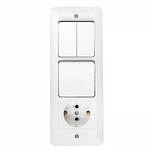 Блок Bylectrica Паритет 3В-РЦ-651 выключатель 3 клавиши + розетка с заземлением белый