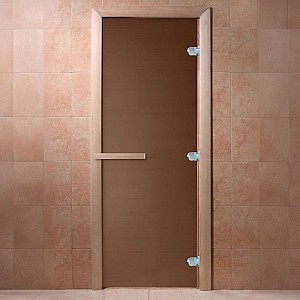Дверь для сауны DoorWood Теплая ночь 190*70 бронза матовая коробка листва. Изображение - 1