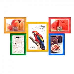 Рамка деревянная Палитра Про М515/18-1 со стеклом на 5 фото разноцветная