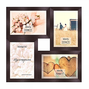 Рамка деревянная Палитра Про М415/3007-1 со стеклом на 4 фото темно-вишневая