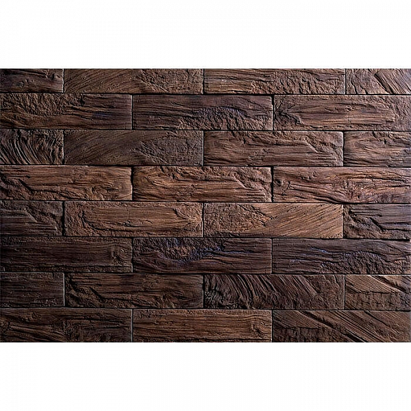 Декоративный камень РуБелЭко Кирпич древесный КД-004 коричневый с коричневым травлением