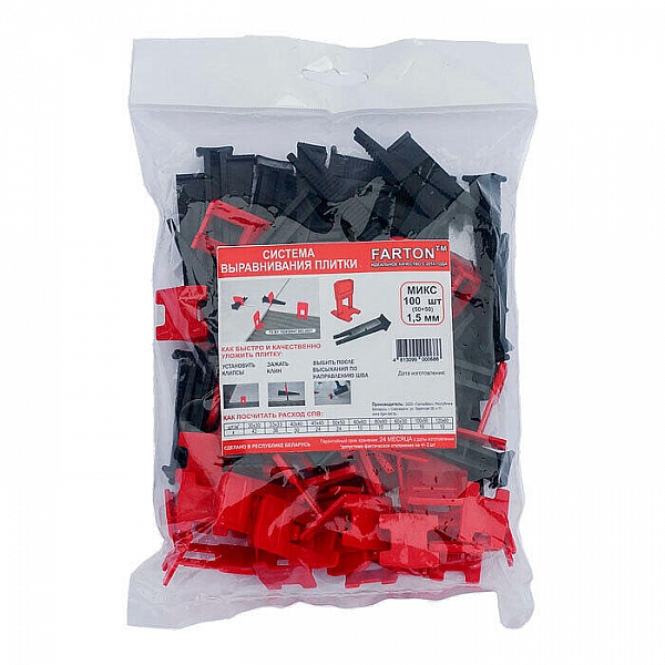 Система выравнивания плитки Farton КФ Клин 50 шт + Клипса 1.5 мм 50 шт