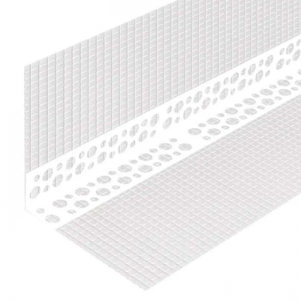 Угол перфорированный ПВХ Profigips с сеткой 100*150*3000 мм