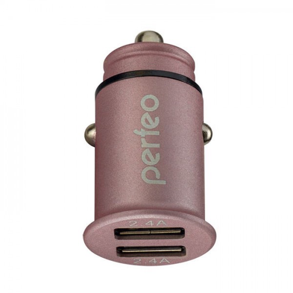Автомобильное зарядное устройство Perfeo Auto 2 с двумя разъемами USB 2*2.4А розовый