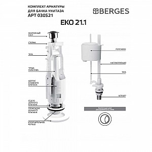 Комплект арматуры Berges Eko 21.1 030521 двухкнопочный нижний клапан. Изображение - 1