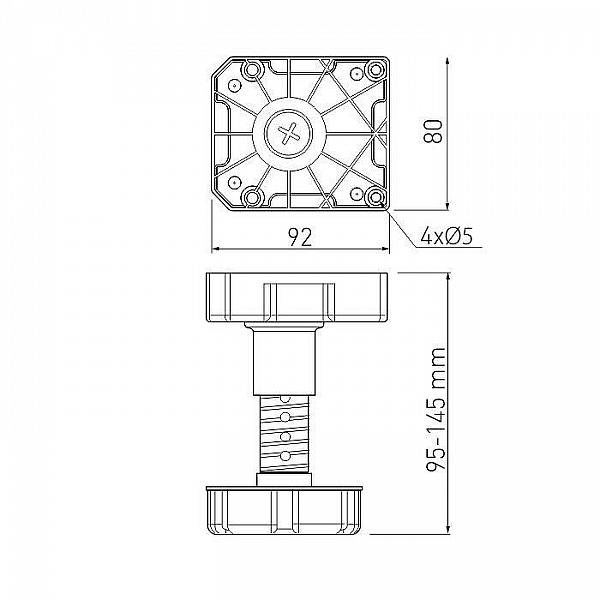 Опора мебельная GTV NM-MLA-95-145 ML 95-145 мм черная